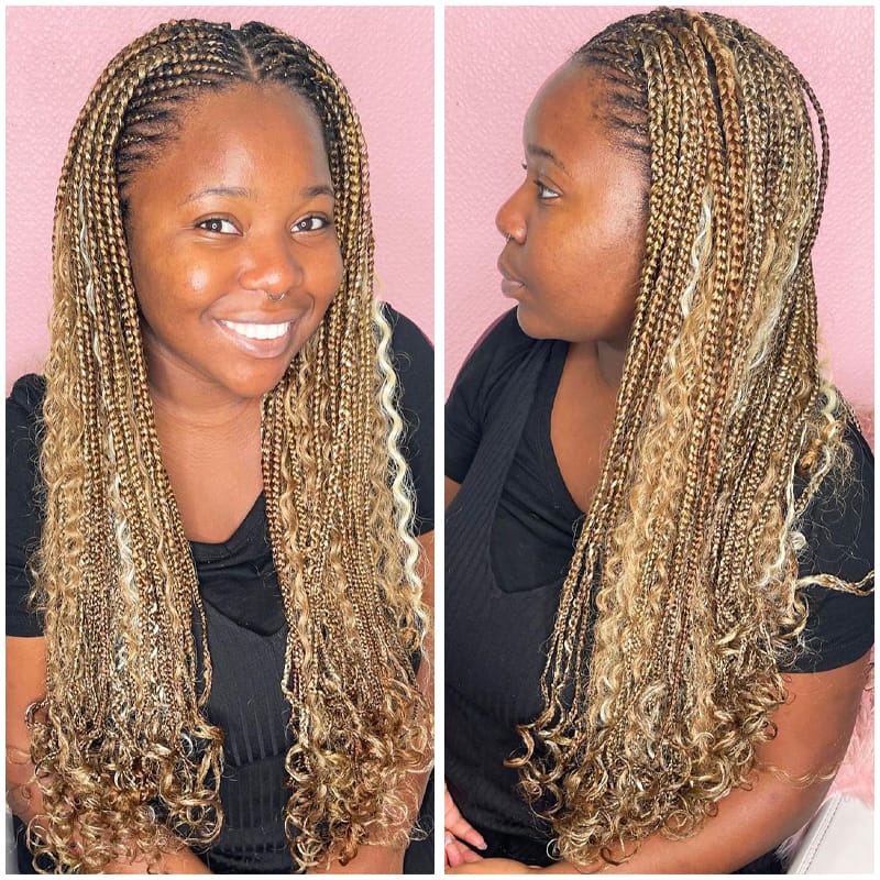 Goddess Curls with Fulani Cornrows