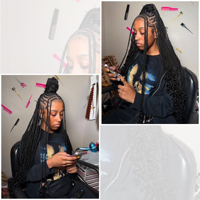 Half Updo Hairstyle with African Cornrows