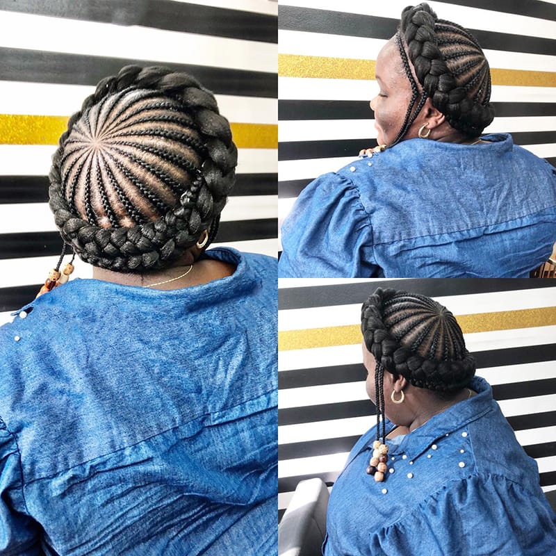 Halo Braid with Cornrows