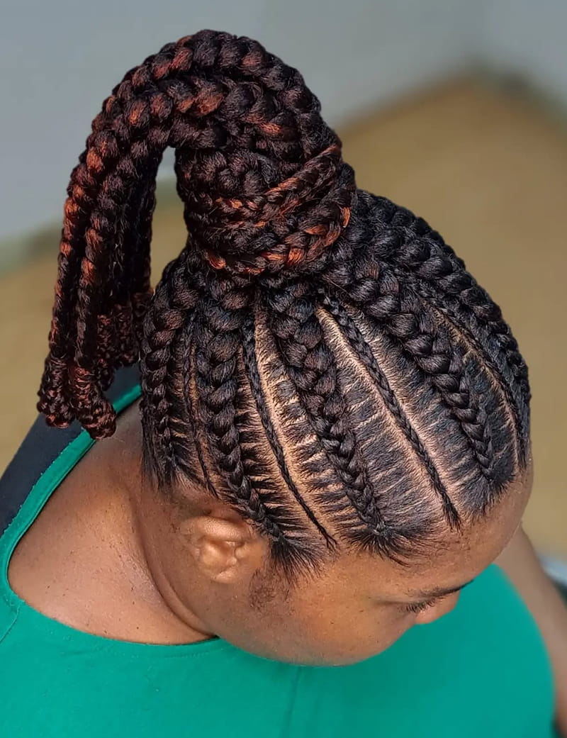 Highlighted Cornrow Ponytail