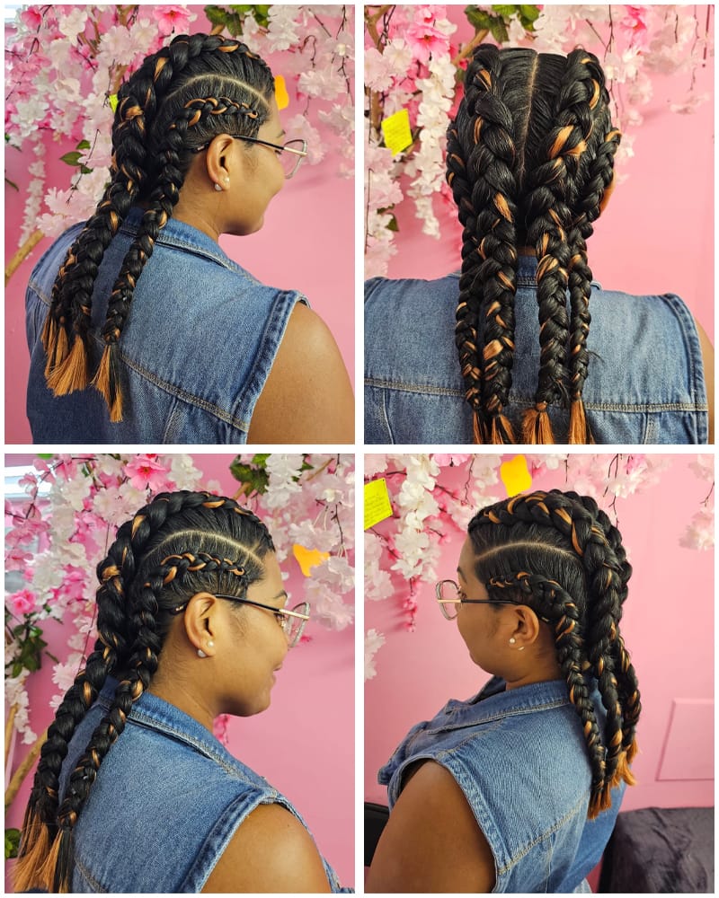 Highlighted Four Cornrow Braids for African American Women