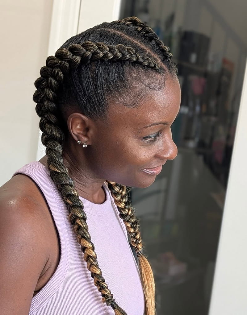 Highlighted Two Cornrow Style