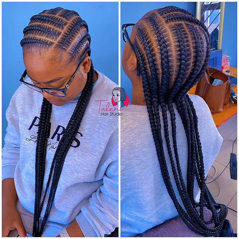 Hip-Length Jumbo Cornrows for Black Women