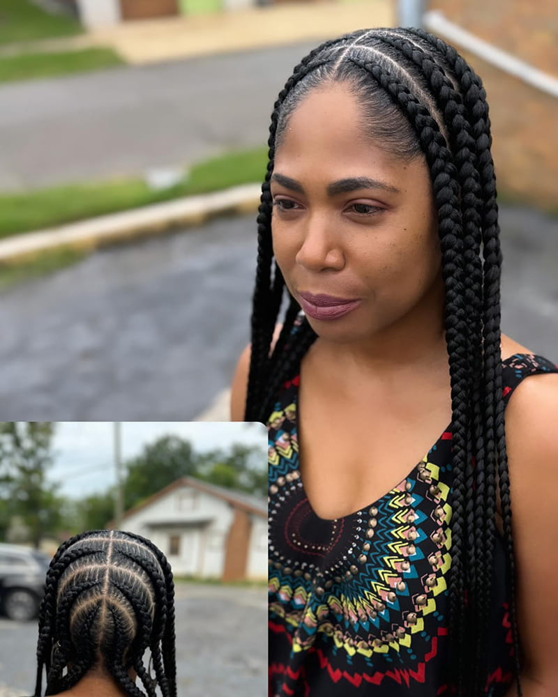 African Horizontal Feed In Cornrow Braid Hairstyles