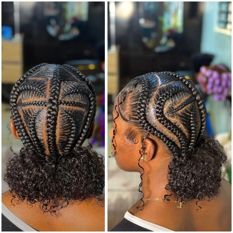 Jumbo Cornrows with Curly Extension