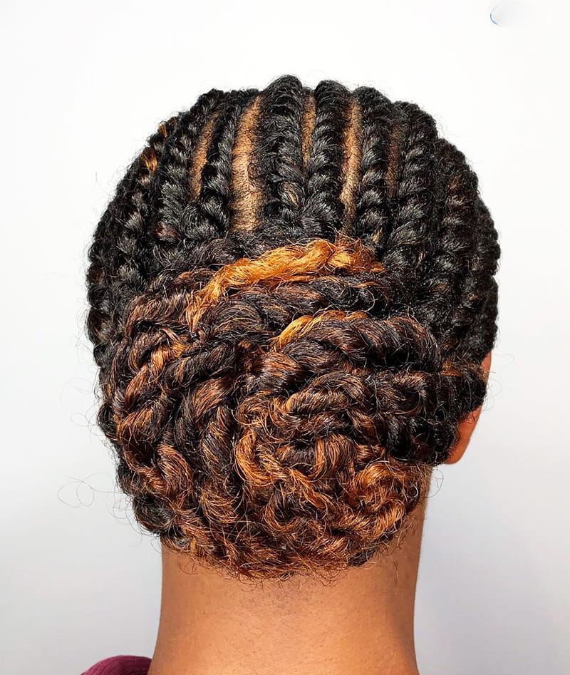 Large Low Bun with Natural Flat Twist Style