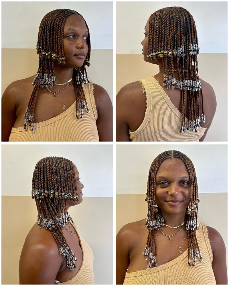 Layered Tribal Cornrows with Glittering Beads