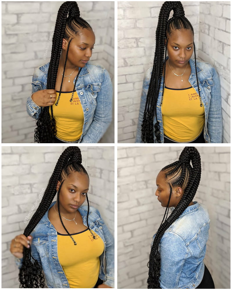 Long Cornrow Ponytail for Black Women