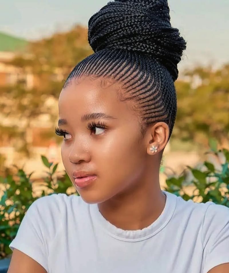Micro Cornrow Braids with Bun
