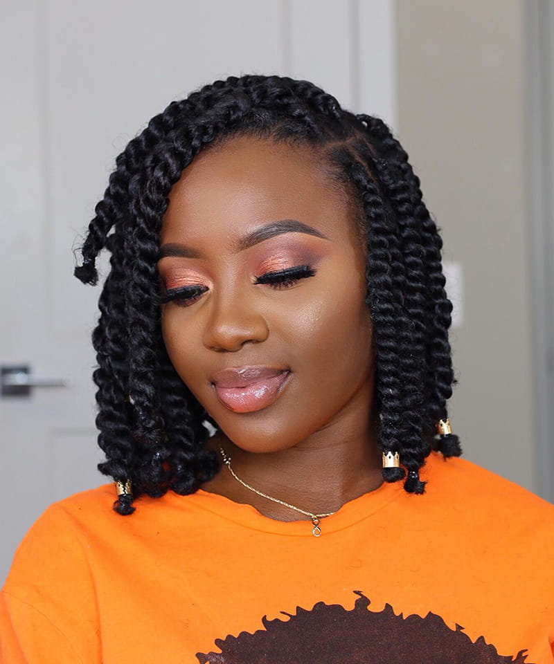 Natural Two Strand Twist Hairstyle for Dark Women