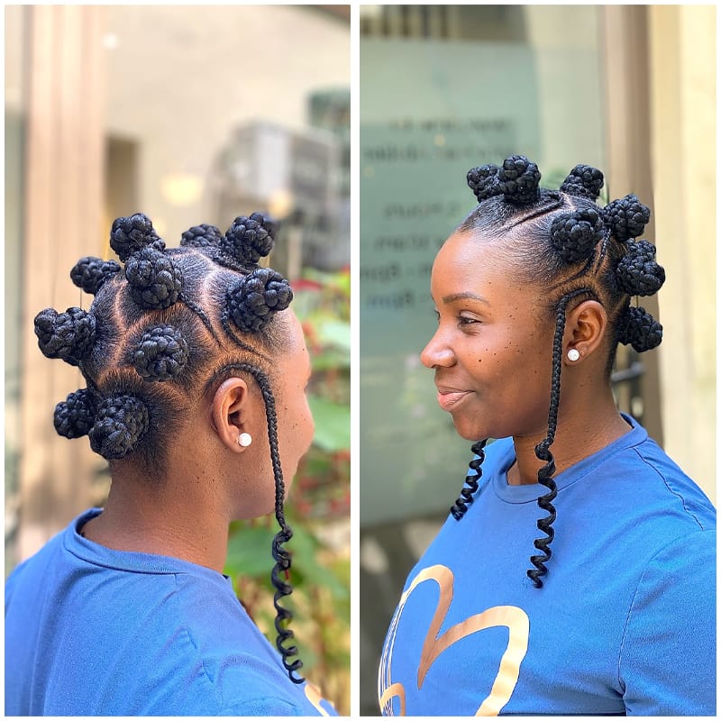 Neat Braided Bantu Knots for office Environment