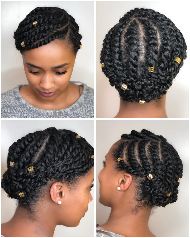 Office-Appropriate Natural Flat Twist Low Bun Style