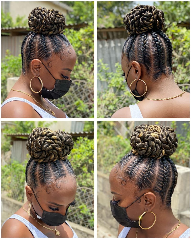 Pineapple Updo with Blonde Highlights