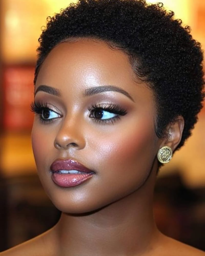 Short Defined Afro Style for Professional Setting
