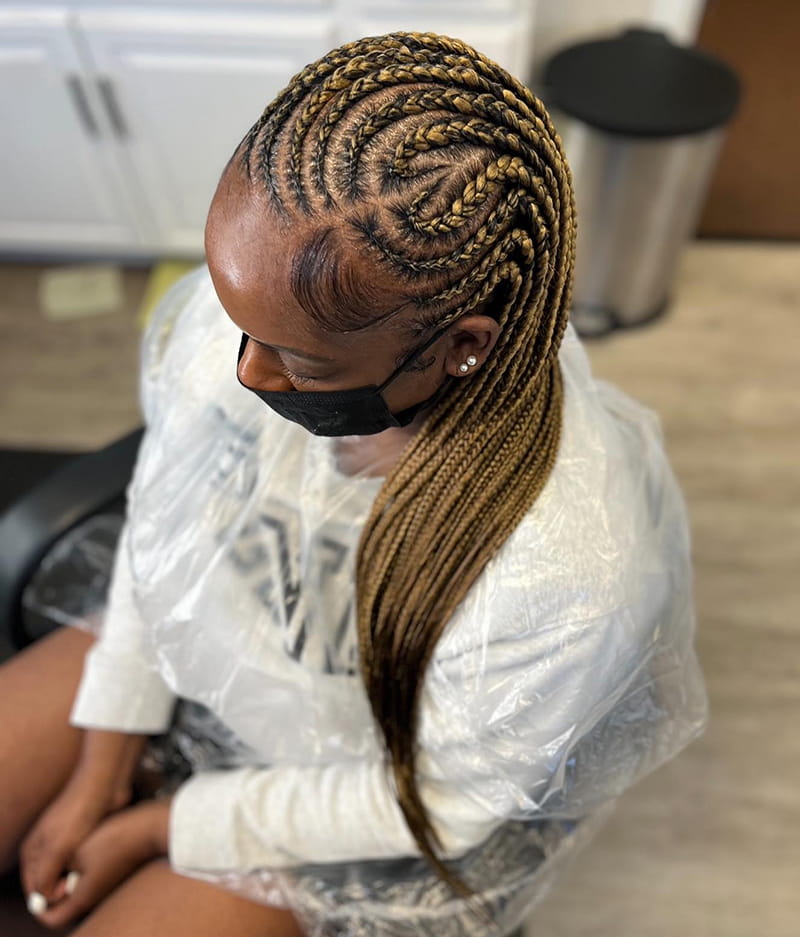 Side Part Heart Tribal Braids