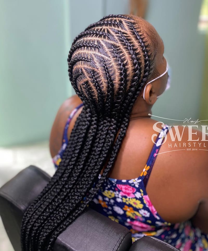 Staggered Pop Smoke Cornrow Braids (Waist Length)