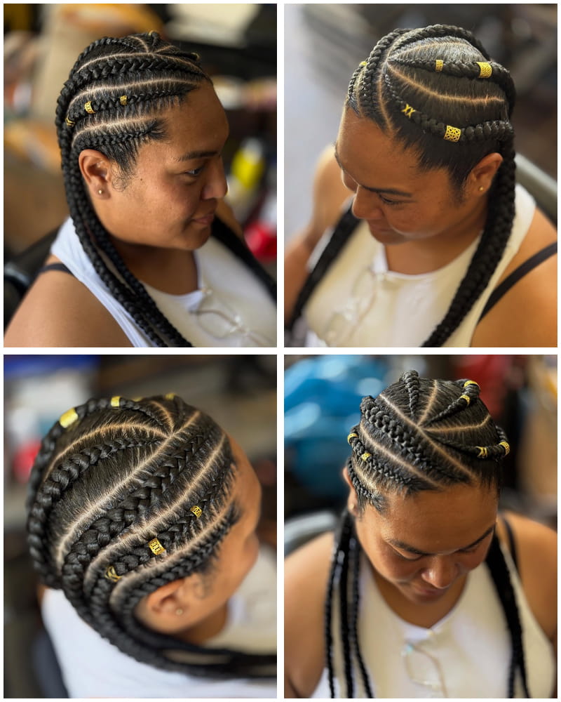 Stich Cornrows with Hair Cuffs