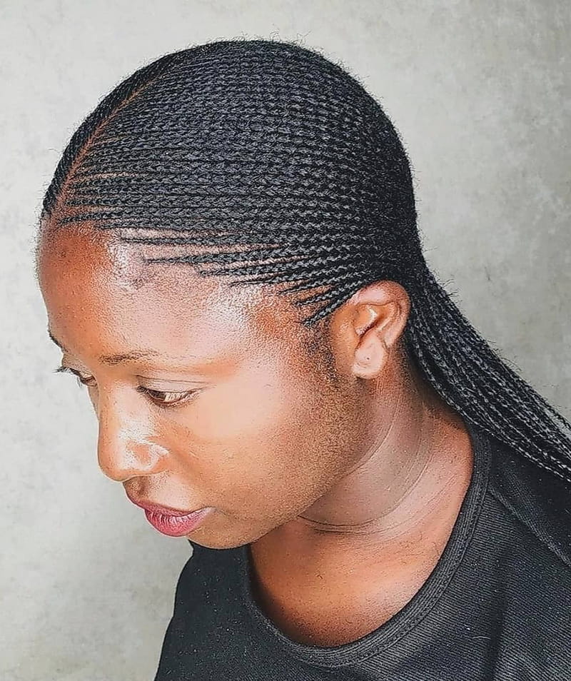 Straight Back Micro Cornrows
