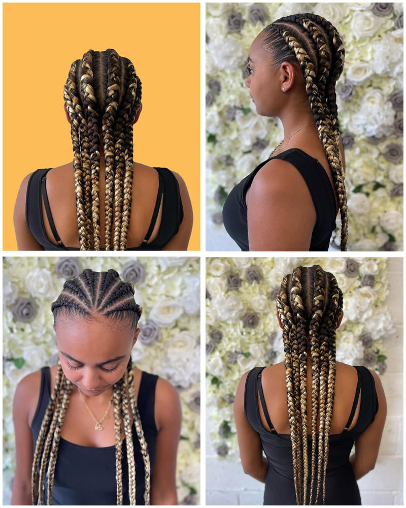 African Thick and Highlighted Cornrow Braid Hairstyles