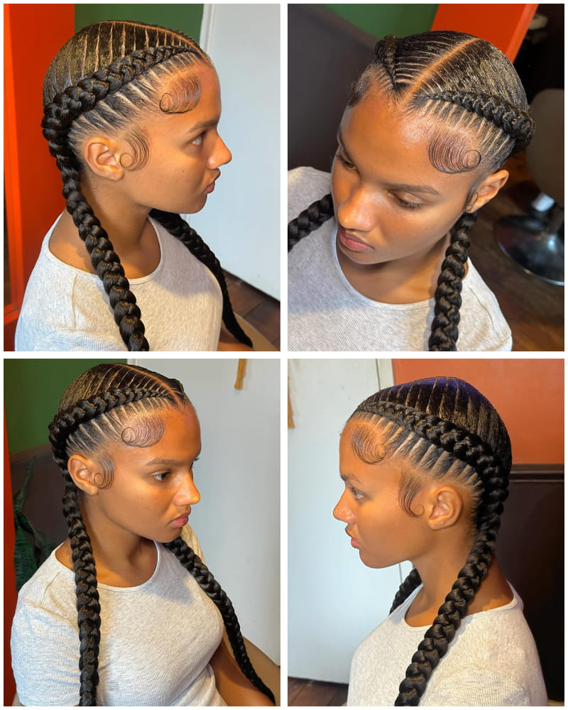 Two Cornrow Stich Braids