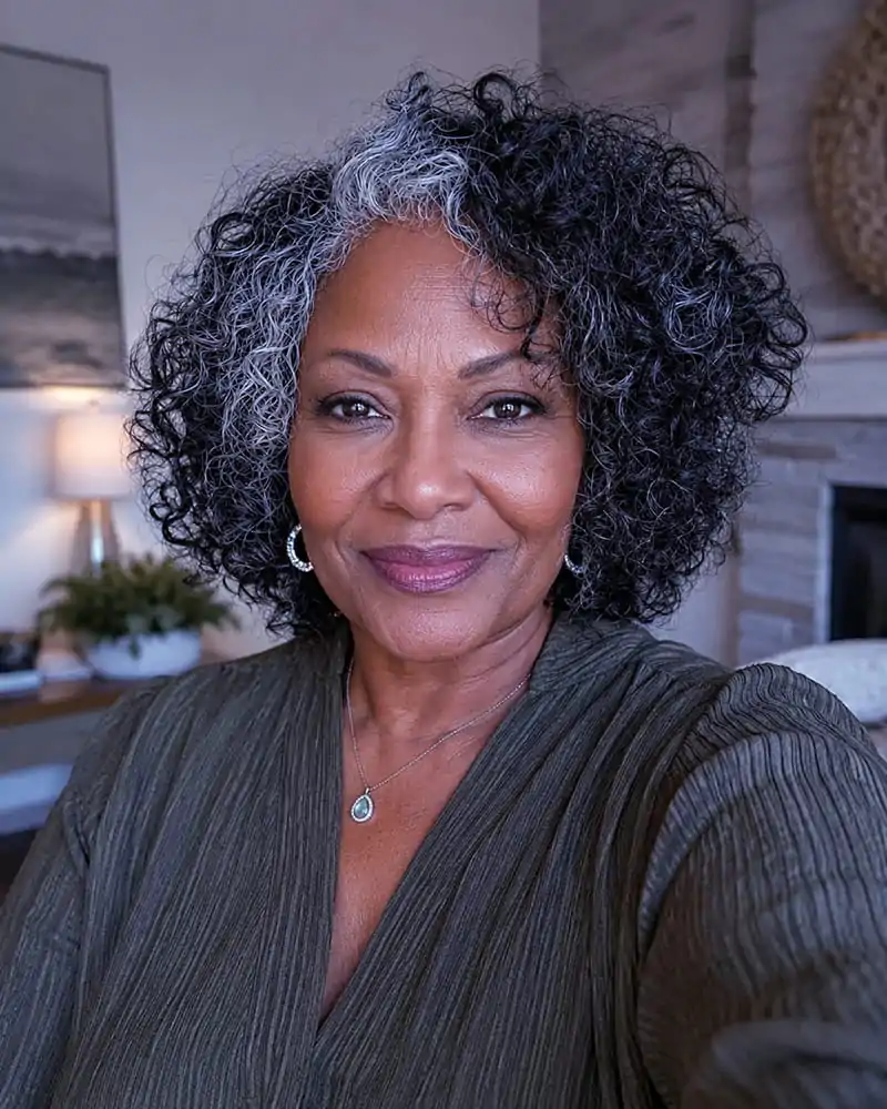 Curly Micro Bob with Bangs