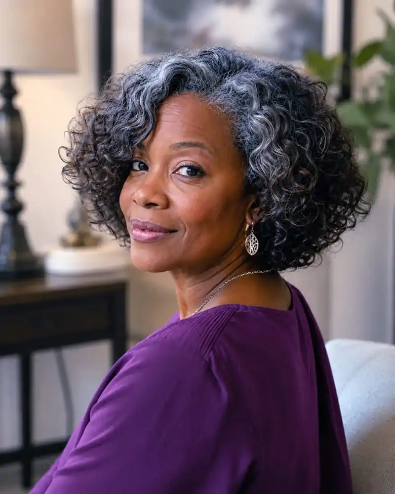 Curly Bob with Wispy Bangs