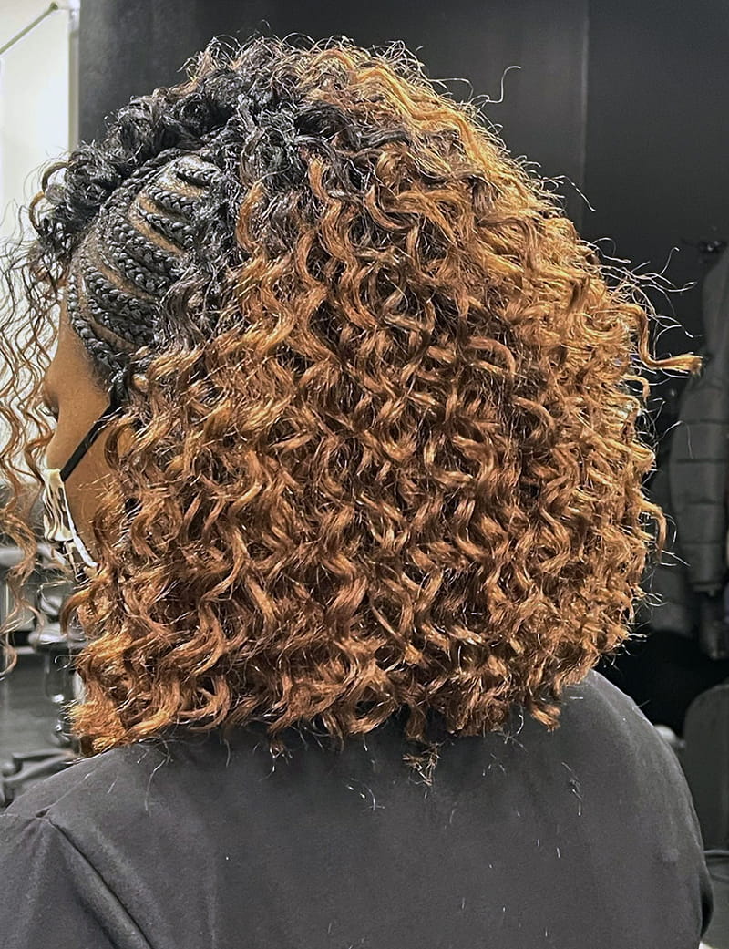 Back View of Side Braid hairstyle with Deep Waves