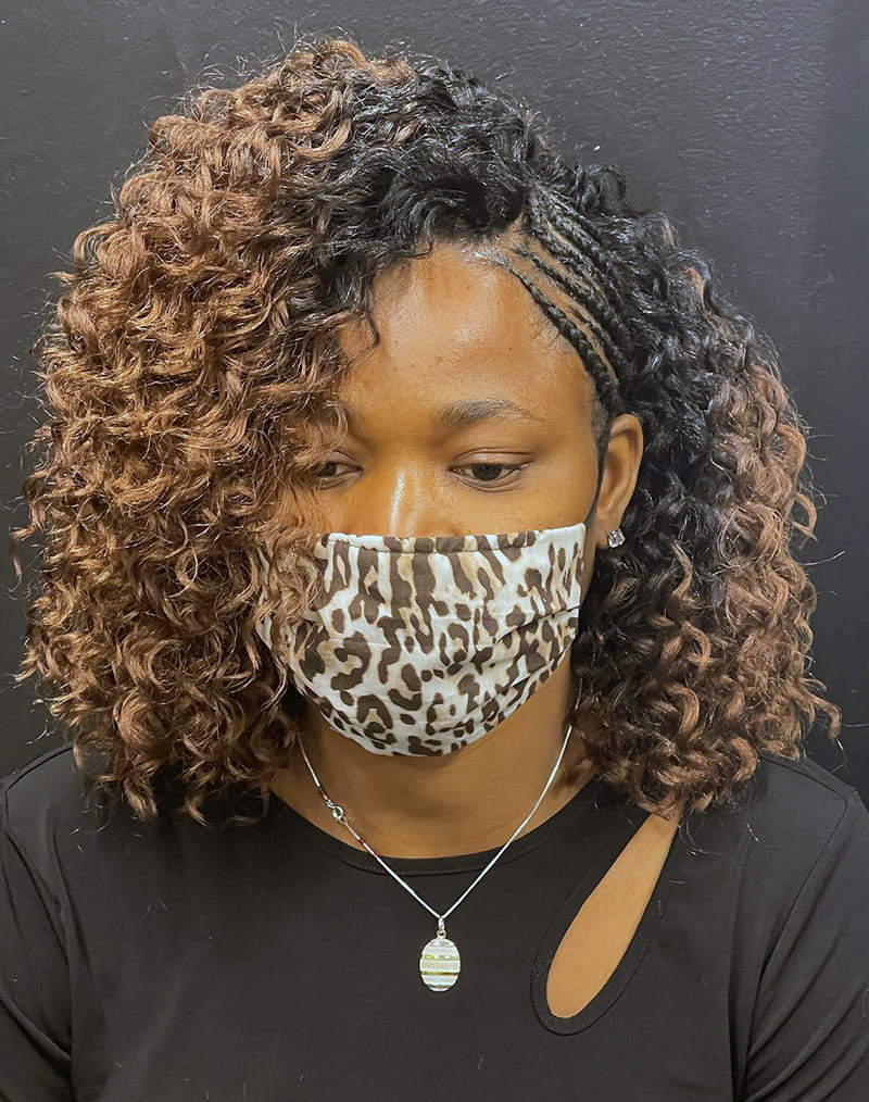 Front View of Side Braid hairstyle with Deep Waves