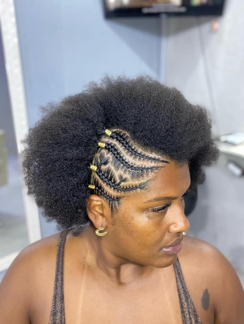 Side Braids on Afro Hair for Natural Volume