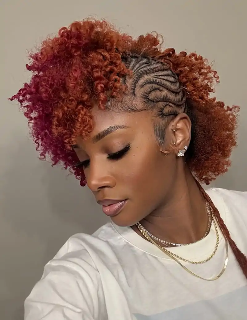 Side View of Side Braids with Colorful Curls for Extra Glam