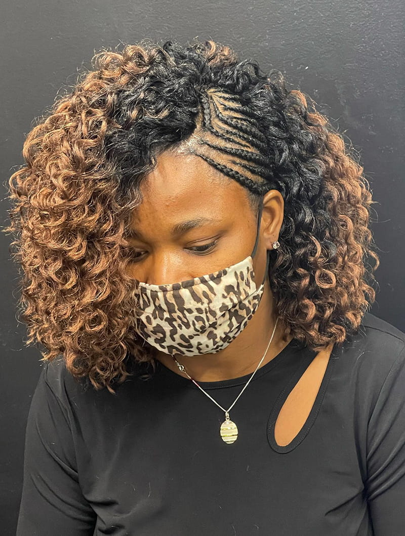 Top View of Side Braid hairstyle with Deep Waves