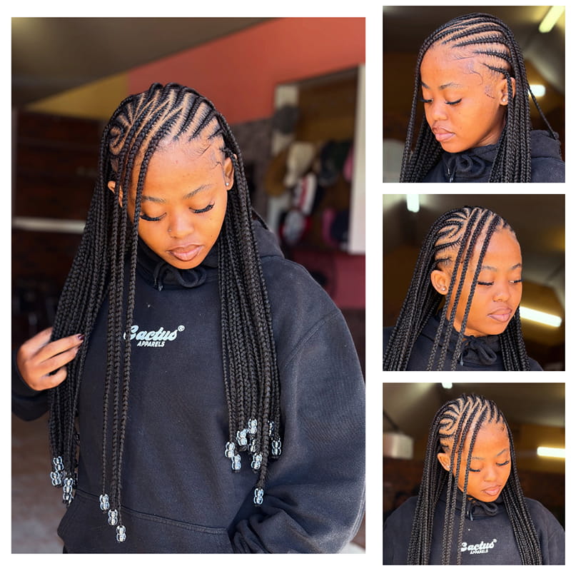 Tribal Braids with Side Drapes