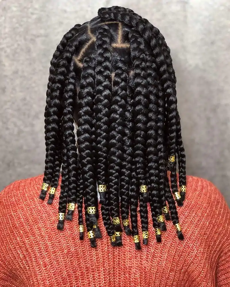 Chunky pixie box braid bob decorated with hair cuffs