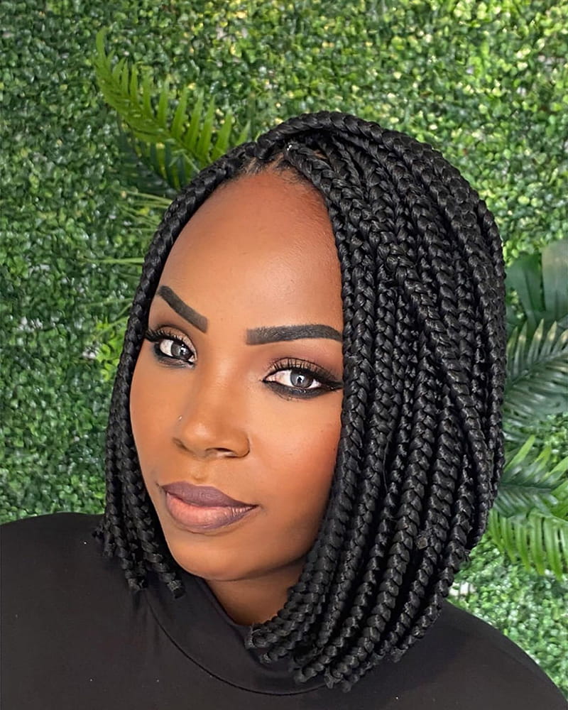 Classic short pixie braided bob hairstyle for Black women