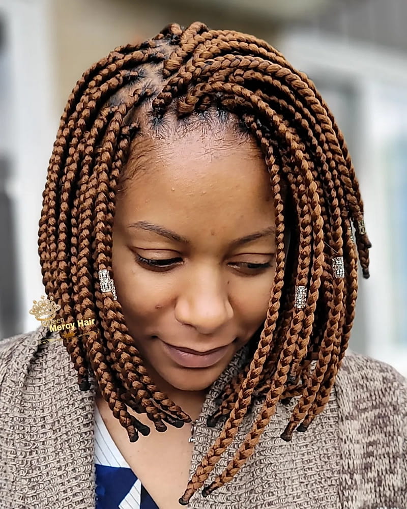 Classic pixie braid bob with neat short braids