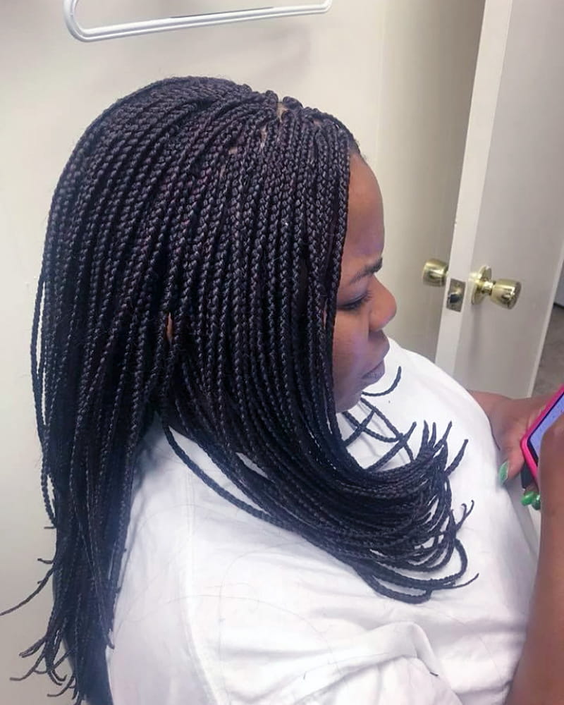 Fine micro-braid pixie bob with delicate short braids